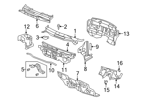 2008 Dodge Caliber Cowl SILENCER-Shock Tower Diagram for 5115767AD
