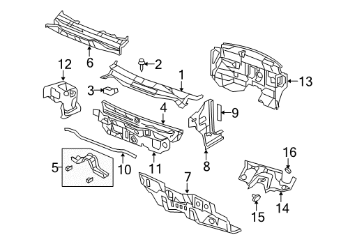 2008 Dodge Caliber Cowl CROSSMEMBER-Dash Diagram for 5155767AD