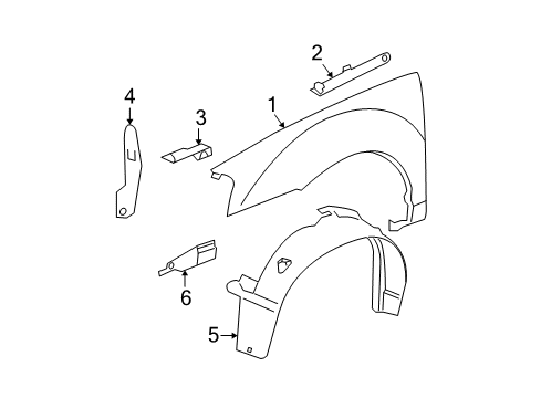 2006 Pontiac Grand Prix Fender & Components Liner Asm-Front Wheelhouse Diagram for 21998881