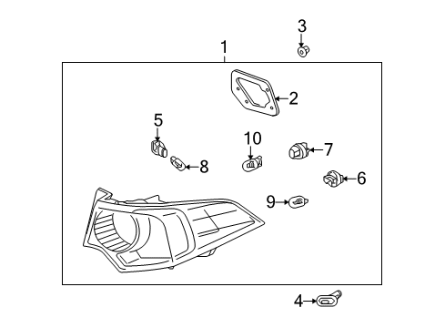 2010 Acura TSX Bulbs Taillight Assembly, Driver Side Diagram for 33550-TL0-A01