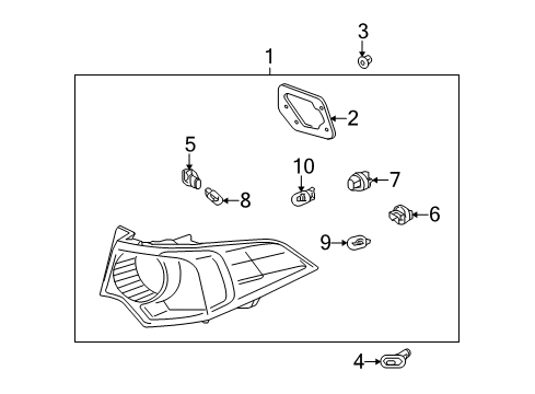 2014 Acura TSX Bulbs Taillight Assembly, Driver Side Diagram for 33550-TL0-A11