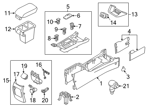 2015 Kia Sorento Center Console Console Armrest Assembly Diagram for 846601U005H9