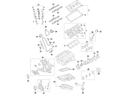 2017 Toyota Camry Engine Parts, Mounts, Cylinder Head & Valves, Camshaft & Timing, Variable Valve Timing, Oil Pan, Oil Pump, Balance Shafts, Crankshaft & Bearings, Pistons, Rings & Bearings Head Gasket Diagram for 11115-0P020