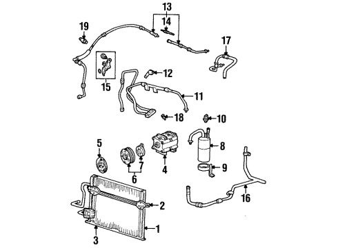 1997 Ford Contour Air Conditioner Refrigerant Hose Diagram for F5RZ19835B