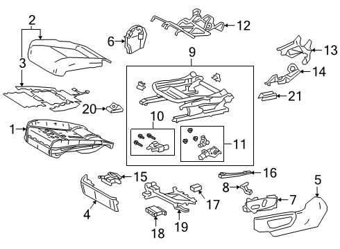 2021 Lexus UX200 Driver Seat Components Pad, FR Seat Cushion Diagram for 71512-76070