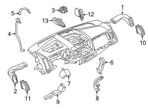 2015 Ford Transit-350 HD Ducts & Louver Upper Duct Diagram for BK3Z-19D809-A