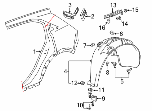 2022 Buick Envision Quarter Panel & Components Fuel Door Diagram for 39141061