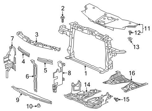 2020 Acura RDX Radiator Support, Splash Shields Bolt-Washer (8X25) Diagram for 93404-08025-08