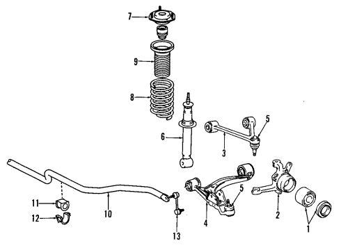 1997 Lexus SC400 Front Suspension Components, Lower Control Arm, Upper Control Arm, Stabilizer Bar Bar, Stabilizer, Front Diagram for 48811-24120