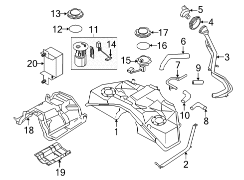 2018 Infiniti Q70 Senders Tank Assembly - Fuel Diagram for 17202-1MA0A