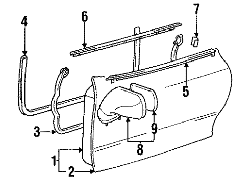 1996 Toyota Supra Door & Components, Outside Mirrors Belt Molding Diagram for 75710-14250