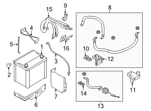 2015 Infiniti Q70 Battery Cable Assy-Battery To Starter Motor Diagram for 24105-3WG0A