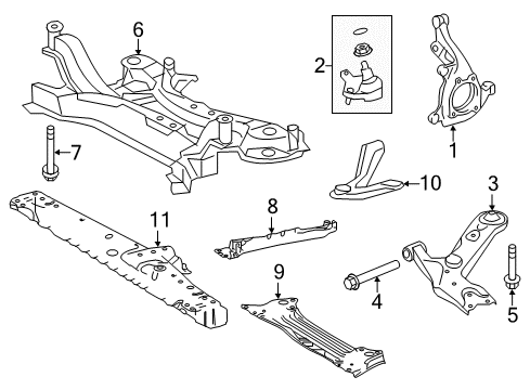 2020 Lexus NX300 Front Suspension Components, Lower Control Arm, Stabilizer Bar Reinforcement Diagram for 51108-0R030