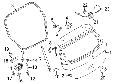 2014 Mitsubishi Mirage Lift Gate Nut-Washer Assembled, 8 Diagram for MS440523