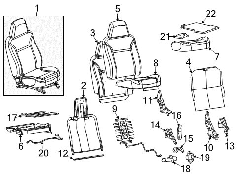 2007 GMC Canyon Front Seat Components Pad, Passenger Seat Back Cushion Diagram for 89041570