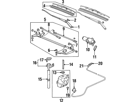 1999 Honda Prelude Wiper & Washer Components Float, Washer Hose Diagram for 76804-SS0-003