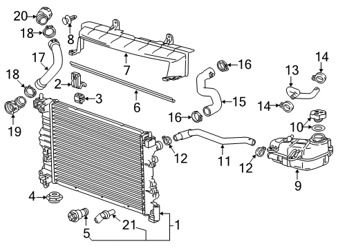 2017 Chevrolet Sonic Radiator & Components Radiator Upper Bracket Diagram for 95016649