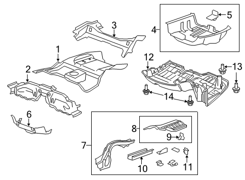 2010 Honda Accord Rear Body - Floor & Rails Crossmember, RR. Bulkhead (Lower) Diagram for 65530-TA0-A00ZZ