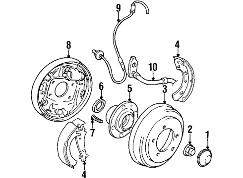 1997 Chrysler Sebring Rear Brakes Shoe Kit-Rear Brake Diagram for 5012334AA