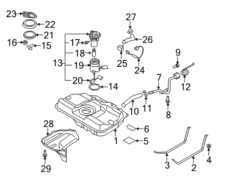 2009 Kia Spectra5 Fuel System Components Sensor-Fuel Tank Pressure Diagram for 314352H500