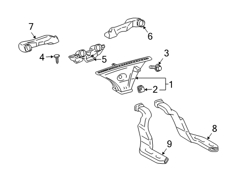 2001 Toyota Echo Ducts Center Duct Diagram for 55844-52010
