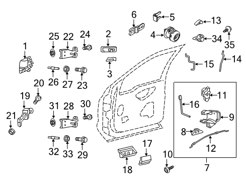 2013 Ford F-250 Super Duty Rear Door Latch Rods Diagram for 5C3Z-2522135-A