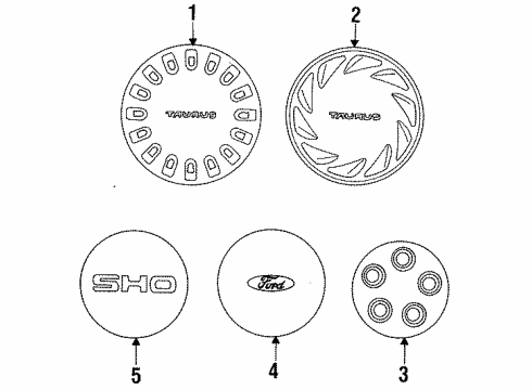 1993 Ford Taurus Wheel Covers & Trim Wheel Cover Diagram for F2DZ1130A