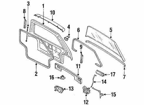 1990 Nissan Axxess Lift Gate & Hardware, Spoiler, Glass, Exterior Trim Stay Assembly-Back Door Diagram for 90450-30R01