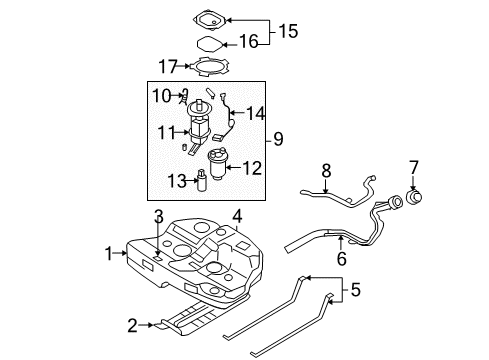 2007 Hyundai Sonata Fuel Injection Complete-Fuel Pump Diagram for 31110-3K700