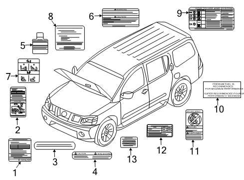 Diagram for 2010 Nissan Pathfinder Information Labels 