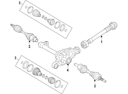 2019 Ford Ranger Front Axle, Axle Shafts & Joints, Drive Axles, Propeller Shaft Axle Assembly Diagram for KB3Z-3A427-B