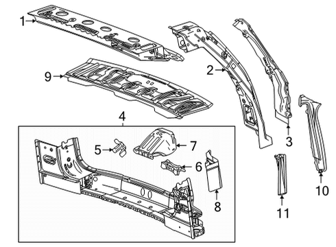 2022 Cadillac Escalade Rear Body Water Drain Panel Diagram for 84379367