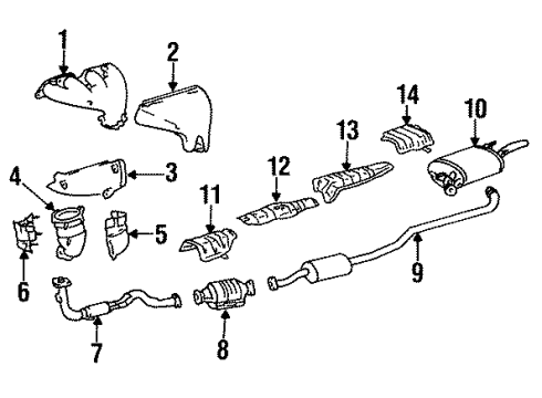 1993 Toyota Corolla Exhaust Components Converter Bracket Diagram for 17504-01010