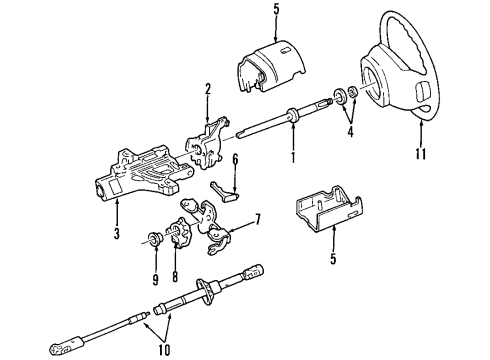 2002 Ford Expedition Steering Column, Steering Wheel & Trim Steering Wheel Diagram for 6L1Z-3600-AC