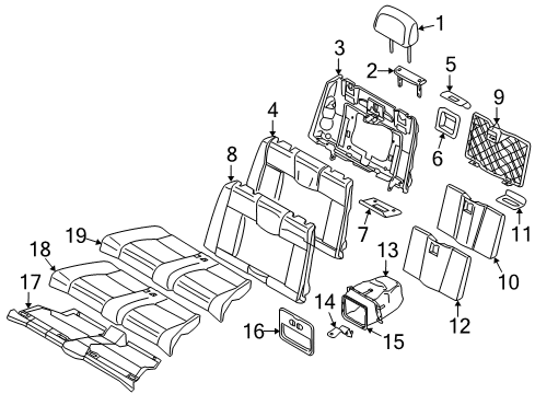 2010 BMW 135i Rear Seat Components Seat Upholstery Diagram for 52209135546