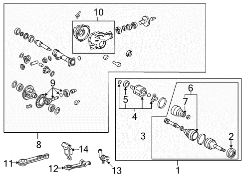 2004 Lexus GX470 Carrier & Front Axles Boot Kit Diagram for 04437-60042