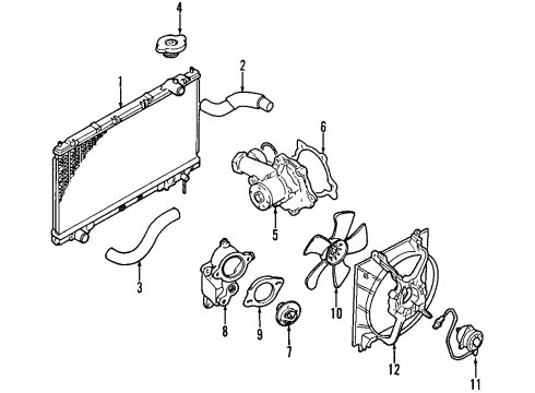 1997 Chrysler Sebring Cooling System, Radiator, Water Pump, Cooling Fan Motor Diagram for 4863999