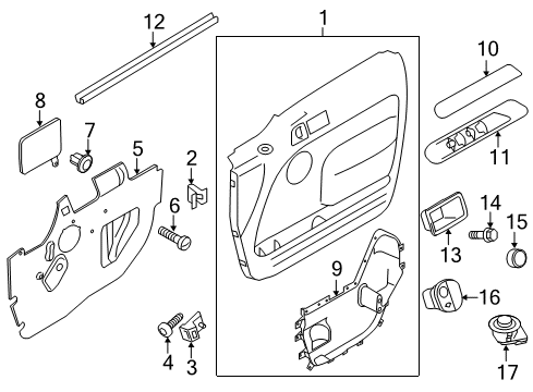 2012 Ford Transit Connect Interior Trim - Front Door Handle Bezel Diagram for 9T1Z-6122620-AA