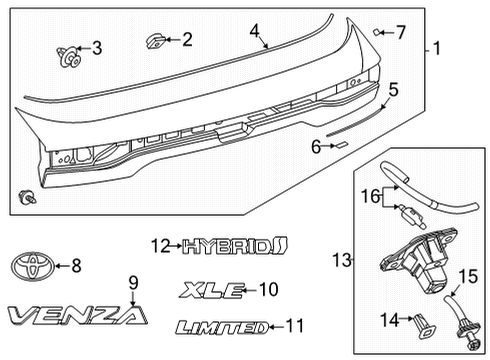 2021 Toyota Venza Parking Aid Nameplate Diagram for 75445-48130