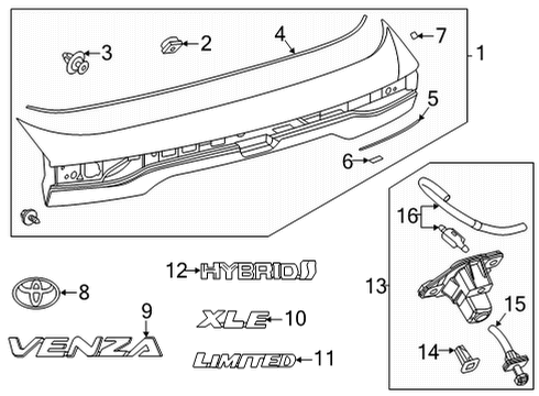 2021 Toyota Venza Parking Aid Park Sensor Diagram for 89341-K0060-A1