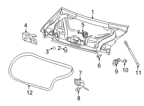 2009 Dodge Challenger Trunk Lid Hinge-Deck Lid Diagram for 4589666AC