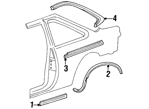 1989 Acura Legend Exterior Trim - Quarter Panel Protector, Left Rear Fender Diagram for 75324-SG0-023