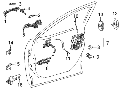 2022 Lexus NX350 Lock & Hardware HANDLE ASSY, FR DOOR Diagram for 69210-78070-C0