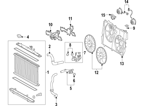 2021 Lexus RX450hL Cooling System, Radiator, Water Pump, Cooling Fan Water Pump Assembly Diagram for 16100-39616