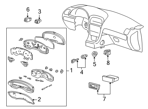 2000 Lincoln LS Ignition Lock Cluster Assembly Diagram for 1W4Z-10849-BA