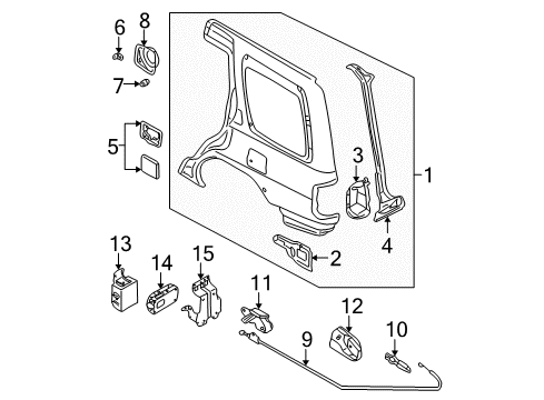 2003 Nissan Pathfinder Quarter Panel & Components Lock&Rod Assembly-Fuel Lid Diagram for 78827-2W10A
