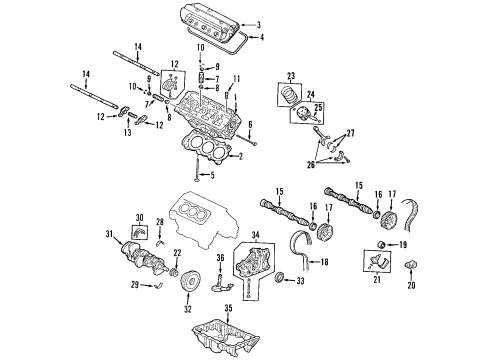2004 Honda Accord Engine Parts, Mounts, Cylinder Head & Valves, Camshaft & Timing, Variable Valve Timing, Oil Pan, Oil Pump, Balance Shafts, Crankshaft & Bearings, Pistons, Rings & Bearings Rubber Assy., RR. Engine Mounting (MT) Diagram for 50810-SDP-A11