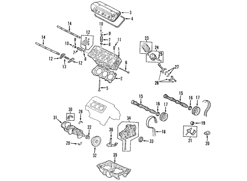 2004 Honda Accord Engine Parts, Mounts, Cylinder Head & Valves, Camshaft & Timing, Variable Valve Timing, Oil Pan, Oil Pump, Balance Shafts, Crankshaft & Bearings, Pistons, Rings & Bearings Rubber Assy., Engine Side Mounting (AT) Diagram for 50820-SDP-A11
