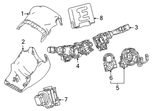 2018 Toyota Mirai Shroud, Switches & Levers Cover, Steering Column Diagram for 45287-33360-C0