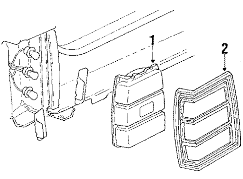 1989 Pontiac Safari Tail Lamps Housing, Rear Combination & Side Marker Lamp Diagram for 5931901